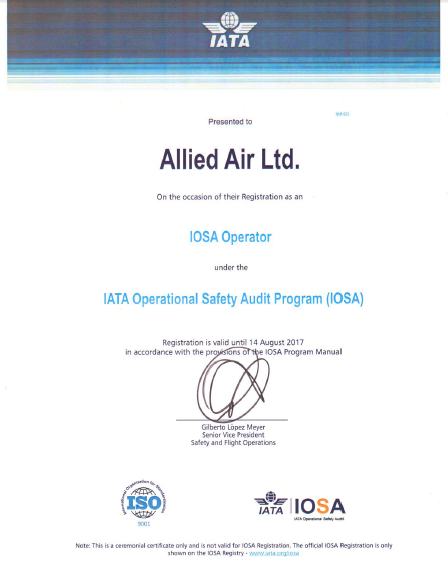 IATA Certificate